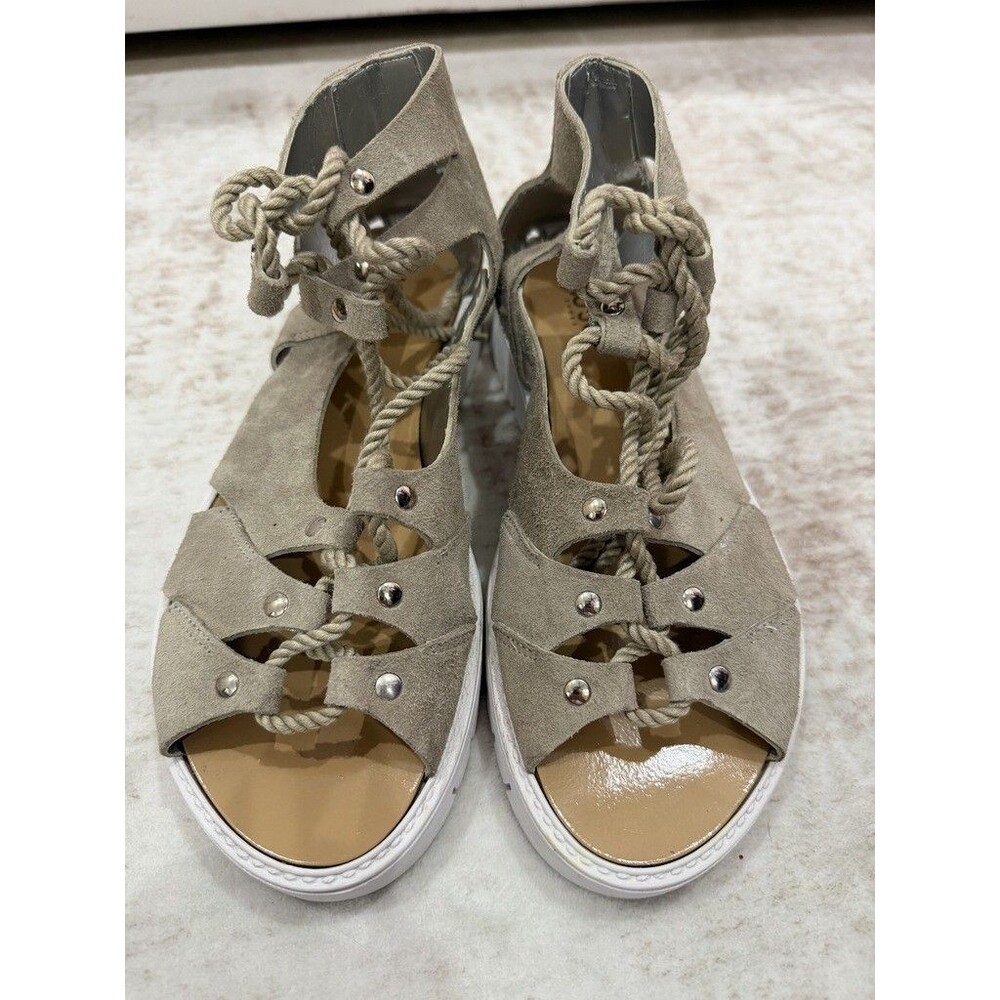 LIU JO Italy Taupe Suede Rope Gladiator Sandals 37